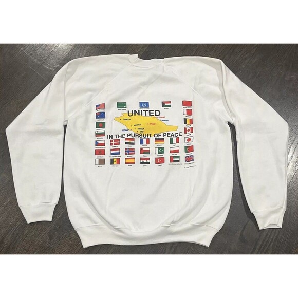 Vintage Operation Desert Storm Mens Sweatshirt Extra Large White 1991 90s USA - Picture 3 of 9